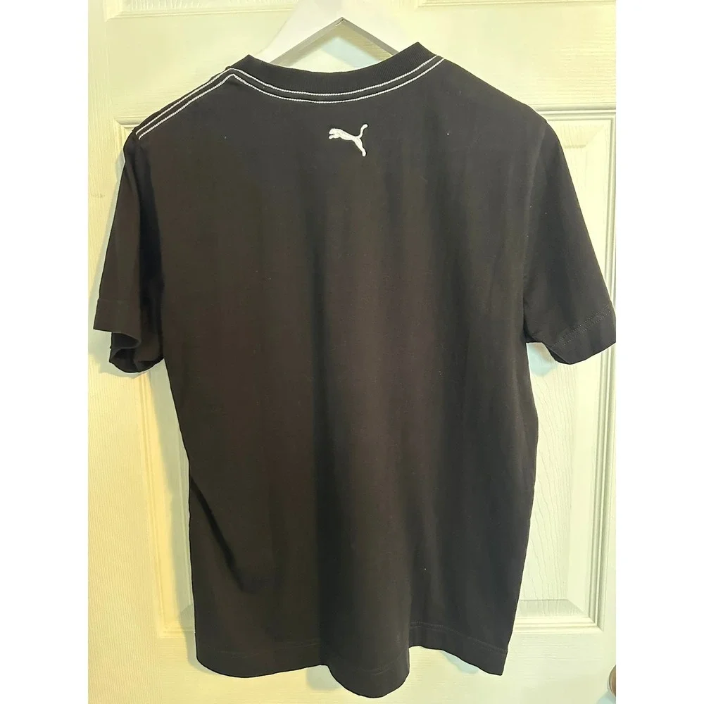 PUMA Womens Black Short Sleeve Crew Neck T-Shirt Logo‎ Size Medium